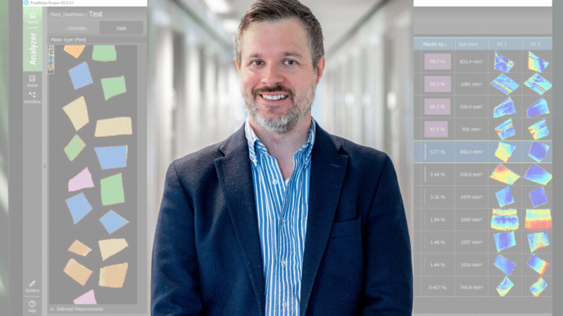 Andreas Vidman, CEO of Prediktera, in front of a background of a computer screen.
