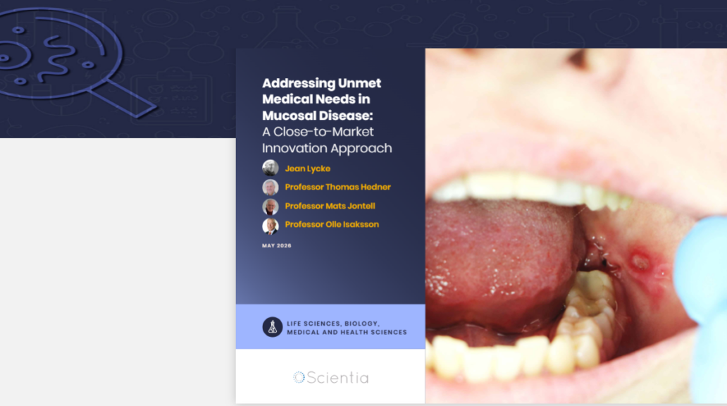 Cover image of the Scientia Global article featuring Mucocort's Close-to-Market innovation strategy.